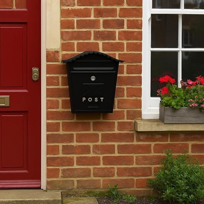 Lockable Cast Iron Wall Mailbox – Weatherproof Post Box for Home | Easy Install