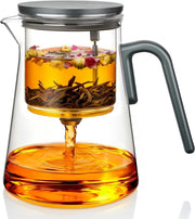 1000ml Magnetic Glass Tea Pot Infuser Loose Leaf Herbal Tea Maker Grey