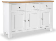 White Solid Wood Sideboard Cabinet 3 Doors 3 Drawers Large Storage Cupboard