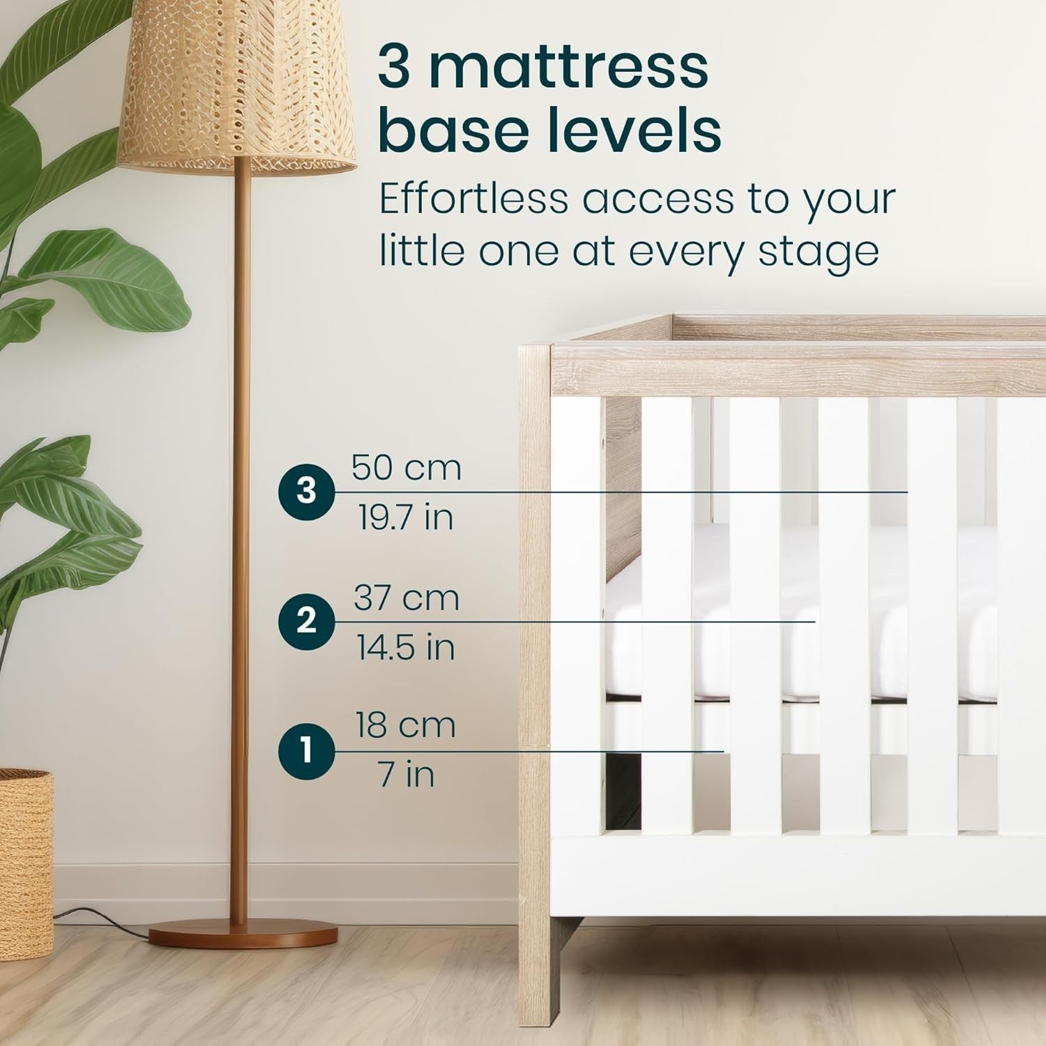 3in1 Wooden Baby Cot Bed Toddler Day Bed Adjustable Rails Oak White 140x70