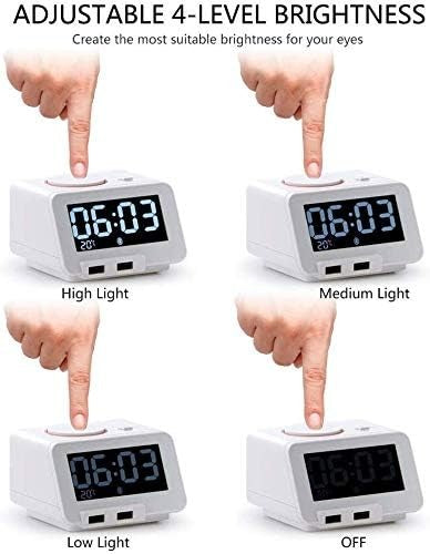 Black Digital Alarm Clock Bluetooth Speaker USB Charger Dimmer Snooze