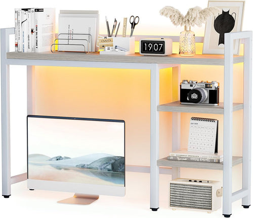 4-Tier Desk Hutch Shelf with RGB Lights 38.5" Desktop Organizer Monitor Storage