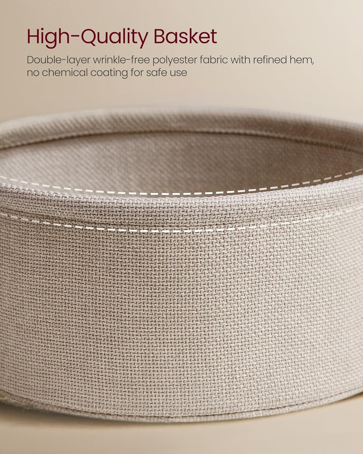 Round Side Table with USB Charging Ports, Storage Basket, Modern Bedside Stand
