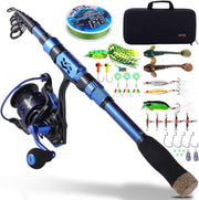 2.4M Carbon Fiber Telescopic Fishing Rod & Reel Combo Kit Lures Line