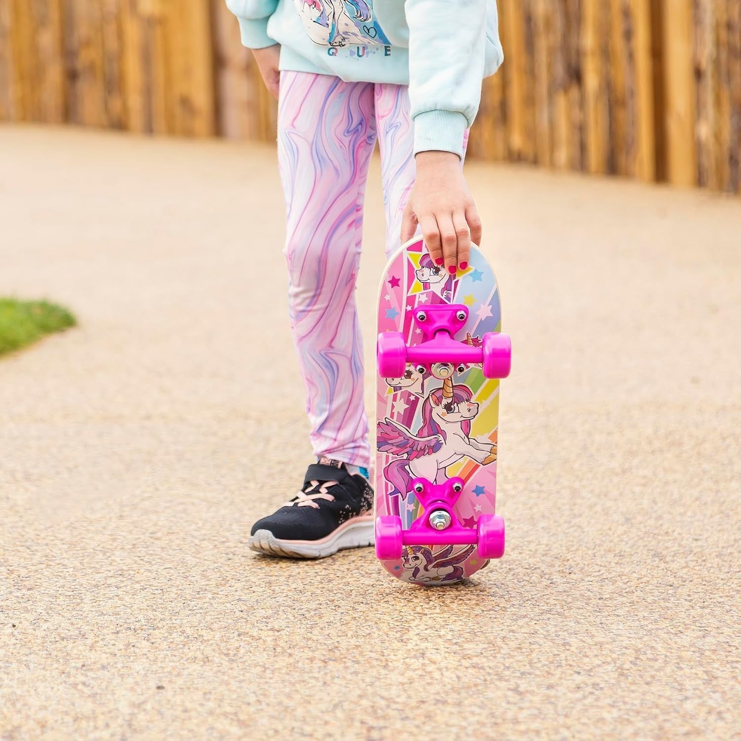 17in Unicorn Kids Skateboard Beginner Mini Deck Pink Girls Fun Ride