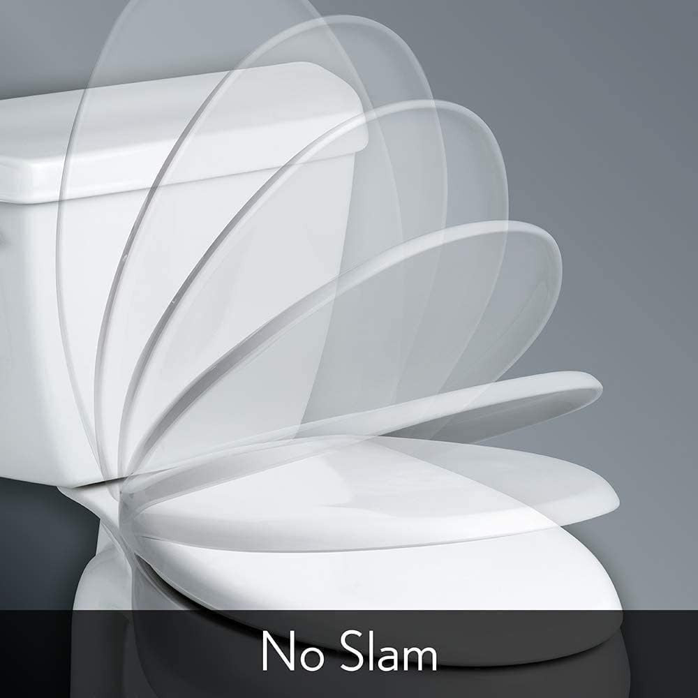 Soft Close Oval Toilet Seat White Adjustable Hinges Standard O-Shape 42x35.5cm
