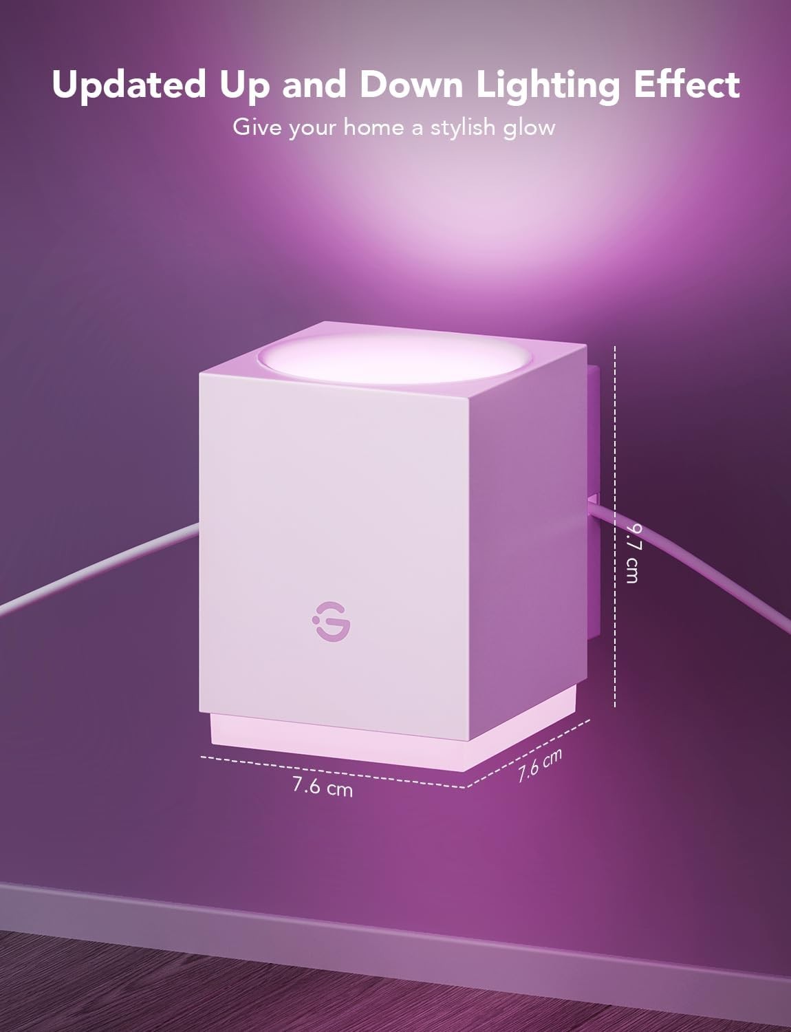 Color-Changing RGBIC LED Wall Light with Alexa, Adjustable Cables & Music Sync
