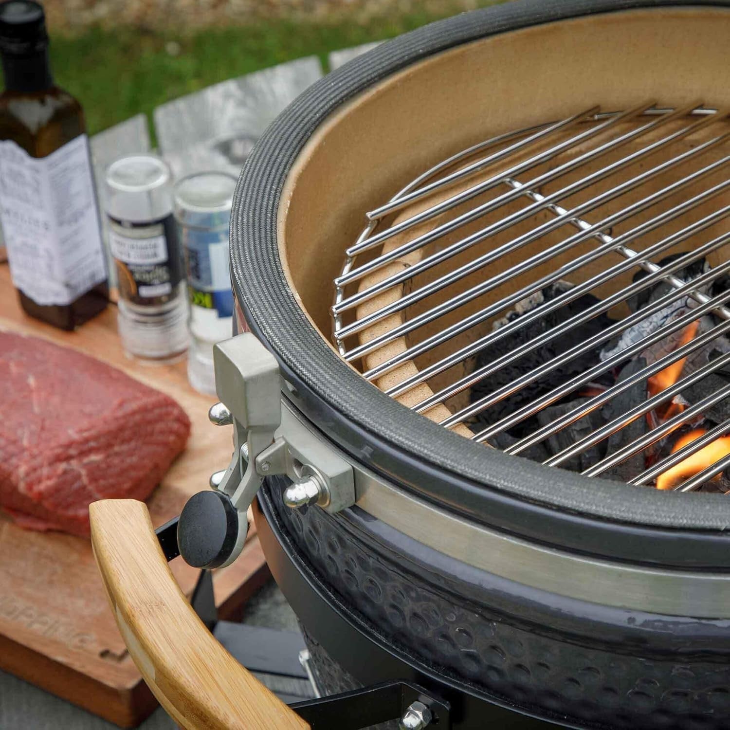 16" Ceramic Kamado BBQ Grill Smoker Oven | Charcoal Outdoor Cooker, Temp Control