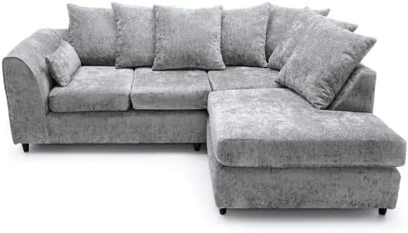 Light Grey 4 Seater Corner Sofa RH – Modular L Shape Fabric Couch Suite