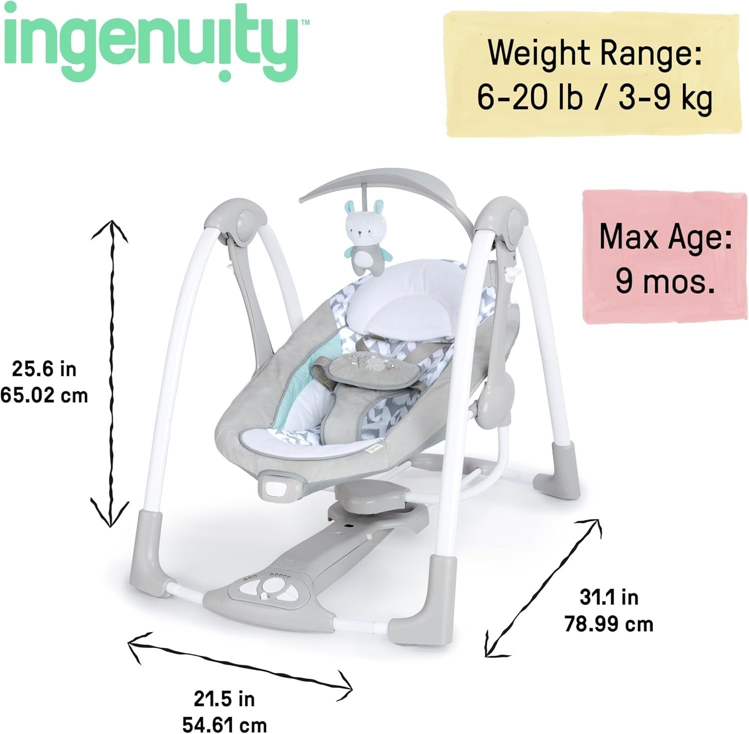 2in1 Baby Swing and Infant Seat with Music Vibrations Adjustable Portable