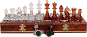 40cm Wooden Chess Set Amber Pieces | Foldable Board | Elegant Staunton Design