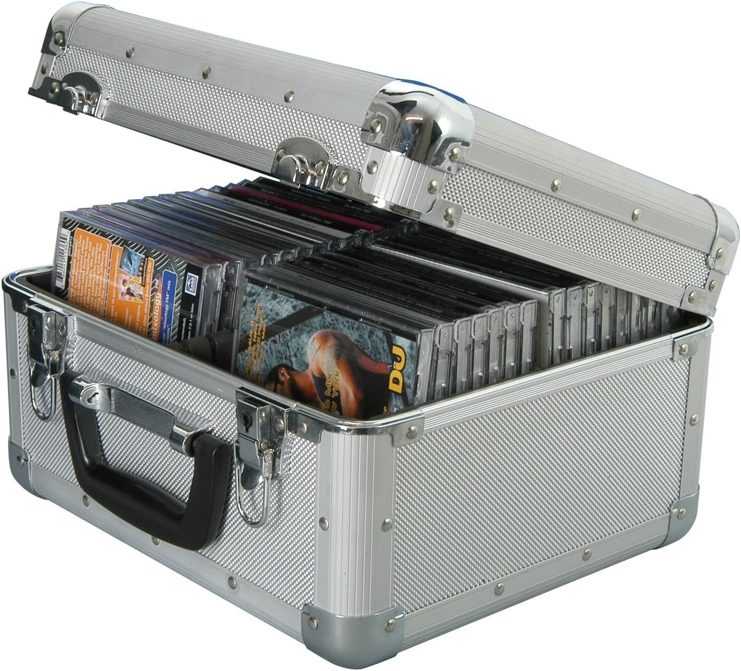 Aluminium CD Storage Case Holds 40 CDs Lockable DJ Flight Case Handle
