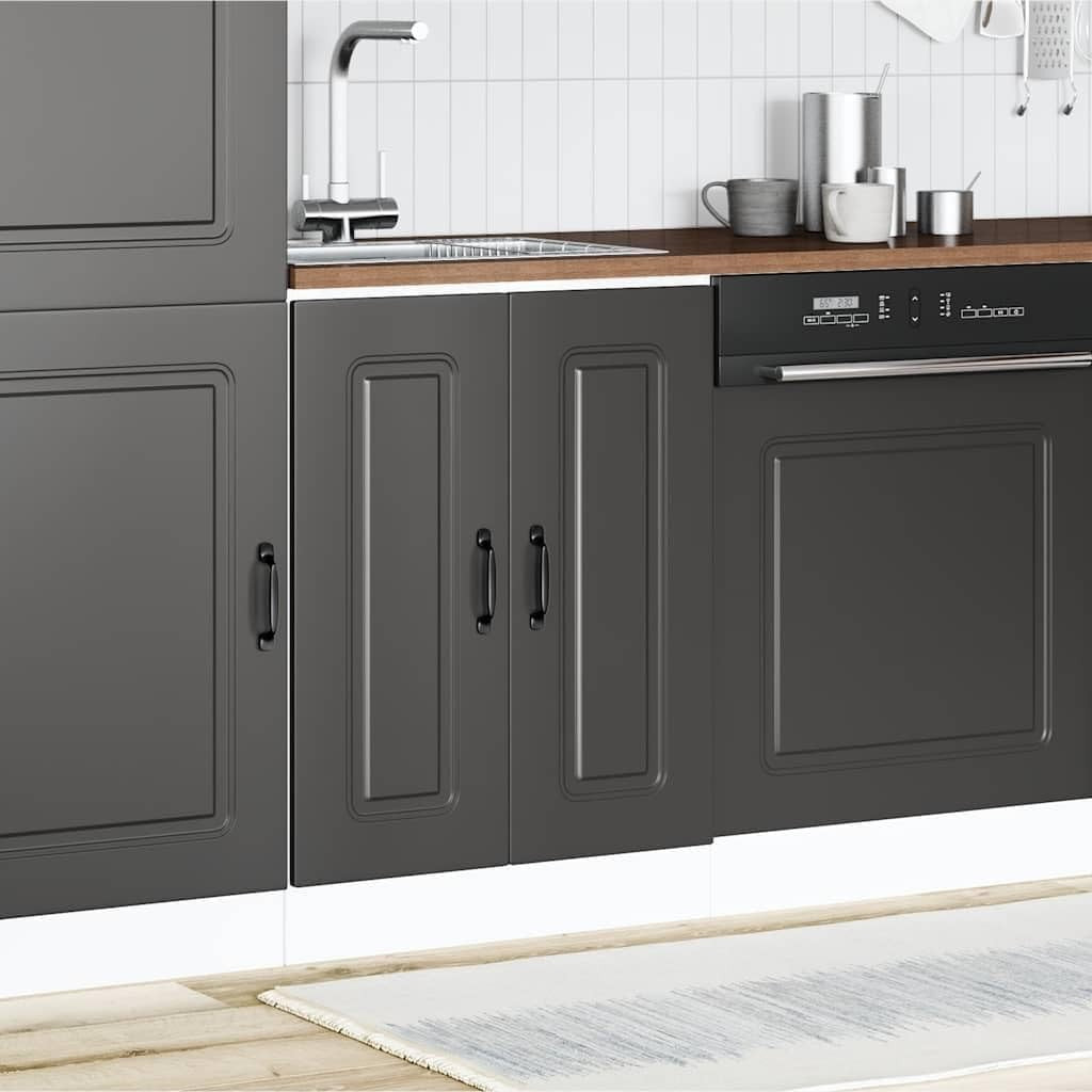 Modern Black Bathroom Vanity Cabinet 60cm Under Sink Storage Unit with Doors