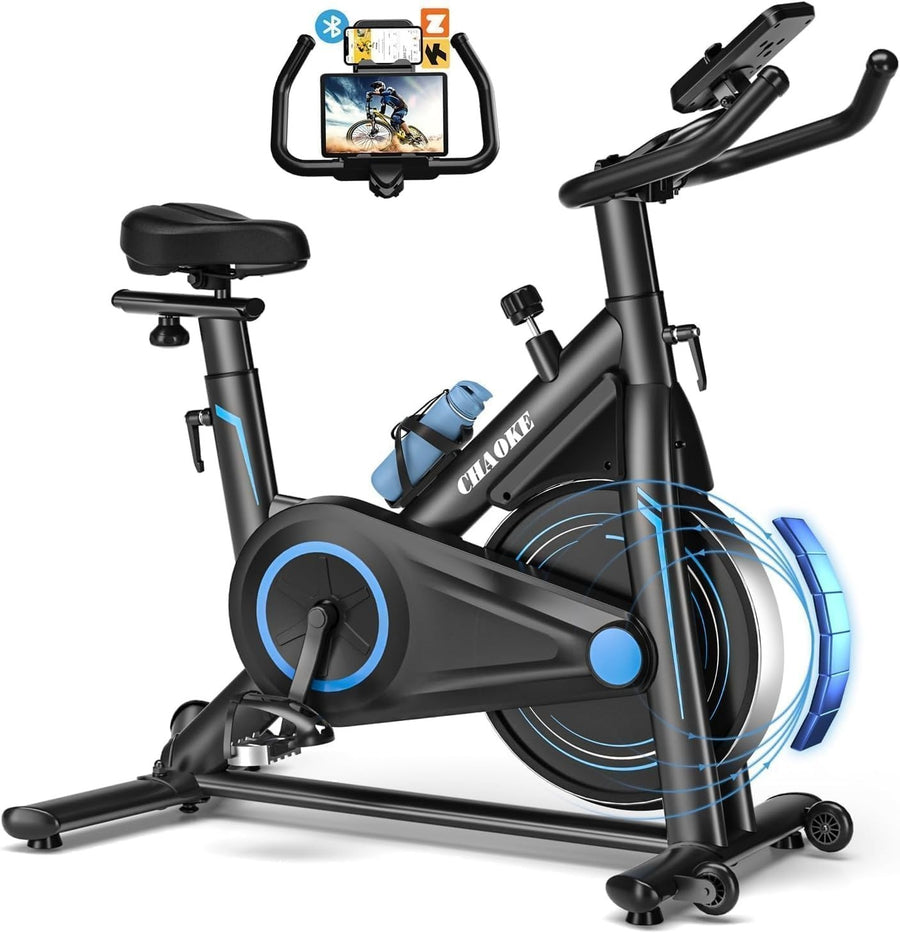 Quiet Magnetic Exercise Bike w/ LCD Display, APP Sync, Tablet Holder 160kg Cap