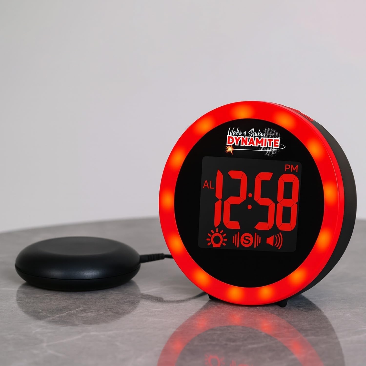Black Extra Loud Vibrating Alarm Clock Bed Shaker Flashing Light USB