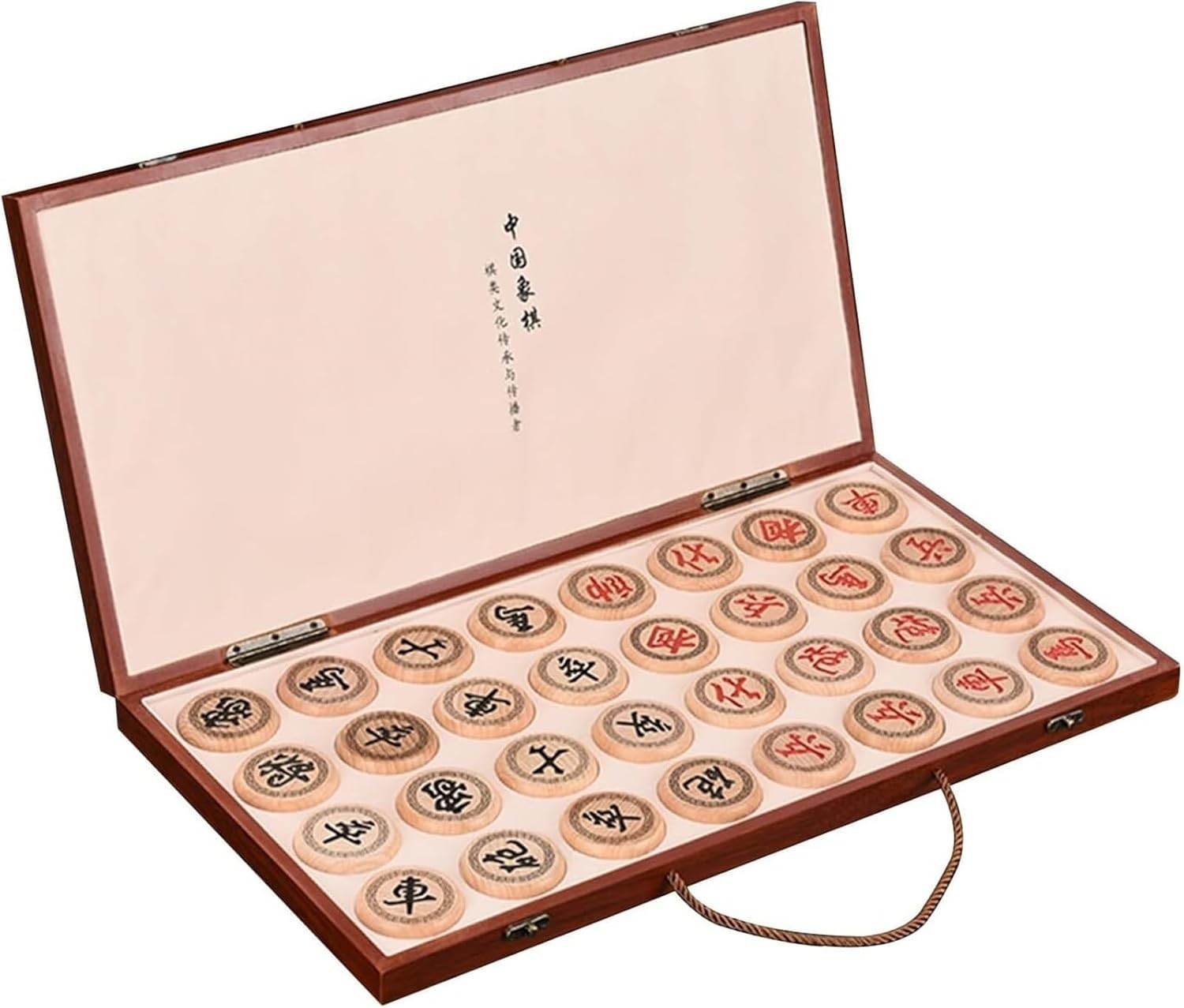 Large Piece Xiangqi Travel Chess Set Foldable Beechwood Board