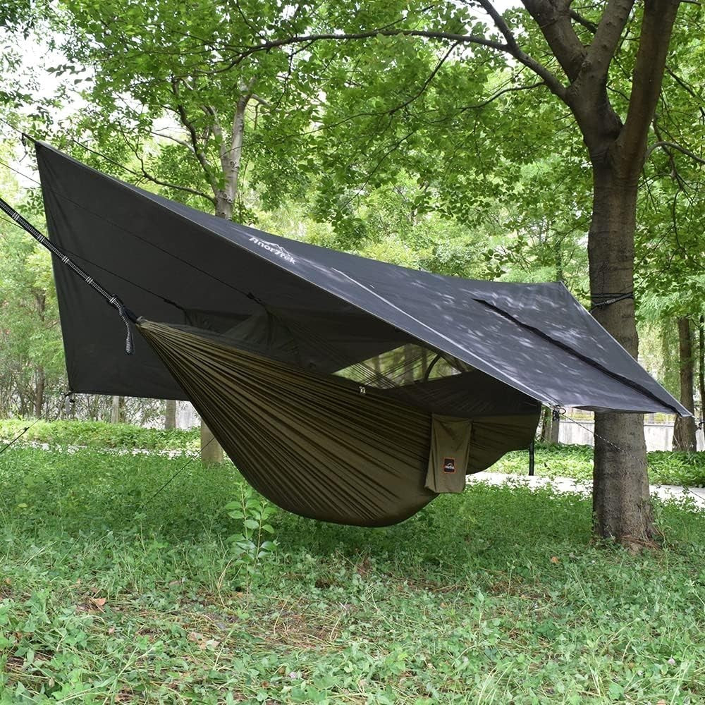 Camping Hammock Tent Green 2-Person | 118x78in Bug Net & 138x114in Rainfly