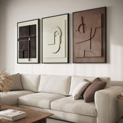 Framed Abstract 3D Wall Art 3pc 20x30in Neutral Textured