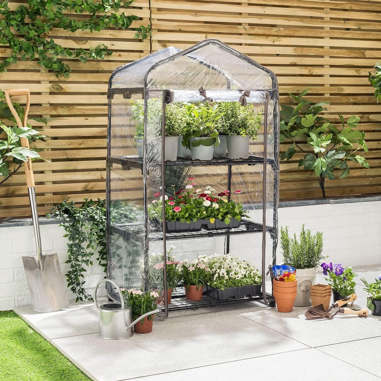 3 Tier Mini Greenhouse with Clear PVC Cover | Steel Frame