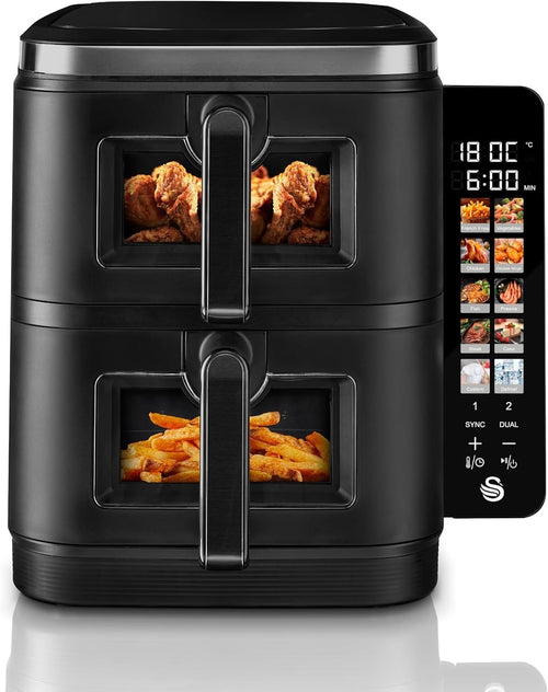 11L Dual Air Fryer 2x5.5L Stack Design 2800W 10 Presets Sync Cook