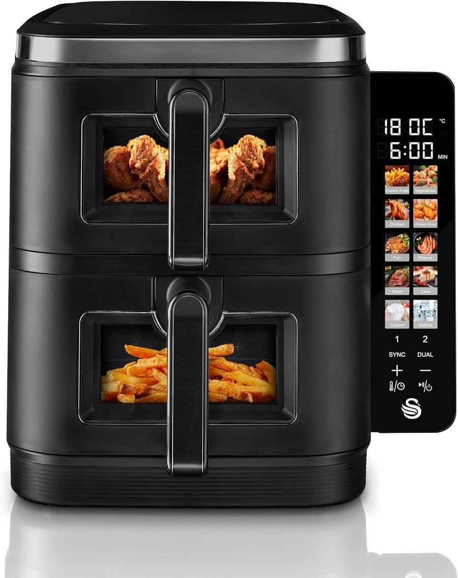 11L Dual Air Fryer 2x5.5L Stack Design 2800W 10 Presets Sync Cook
