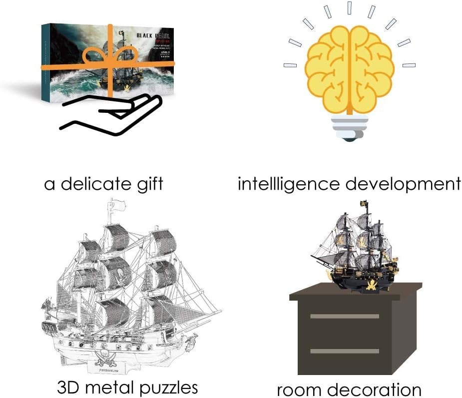 3D Metal Pirate Ship Puzzle Model – Durable DIY Craft for Adults & Teens