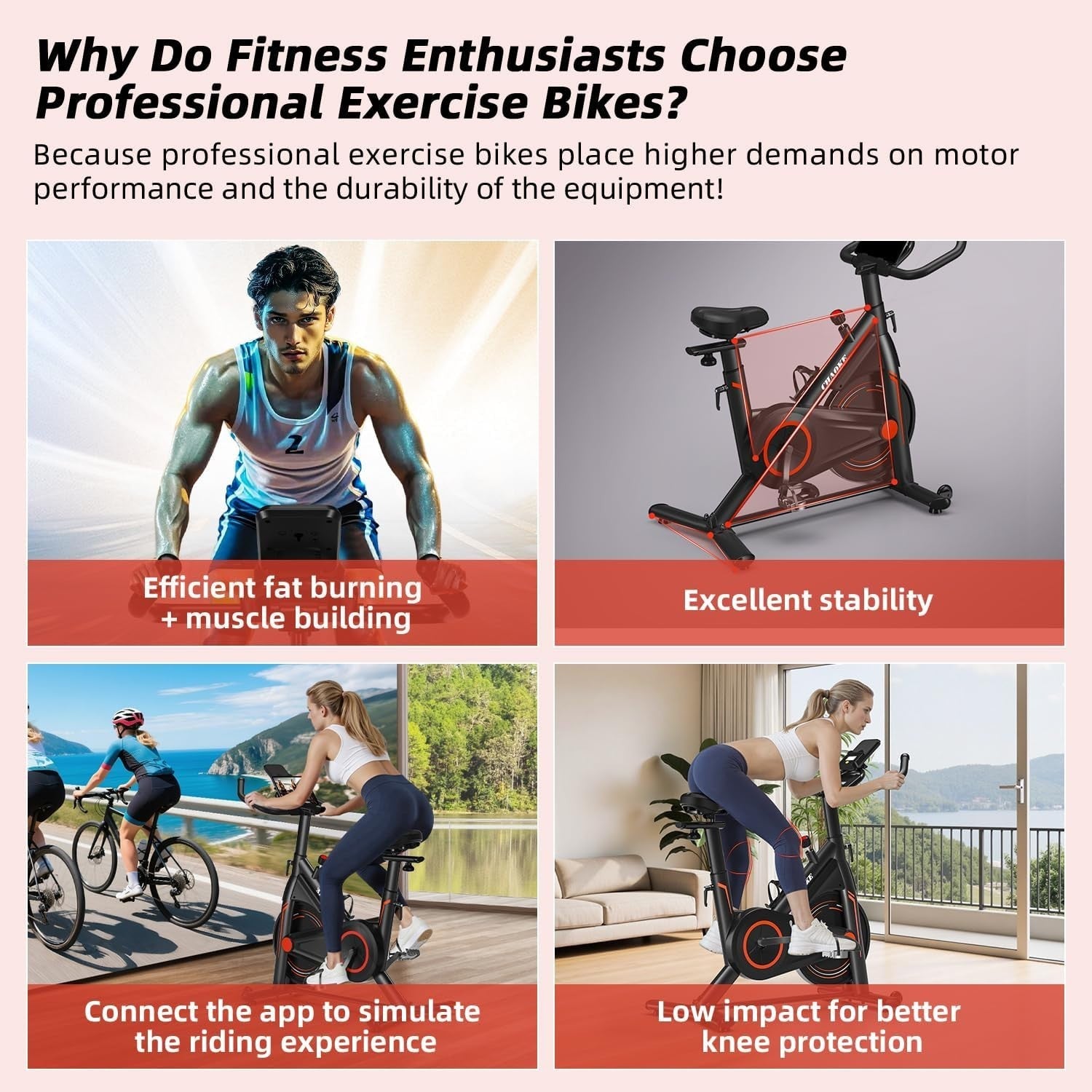Quiet Magnetic Exercise Bike w/ LCD, APP Sync, Tablet Holder & 360lb Capacity