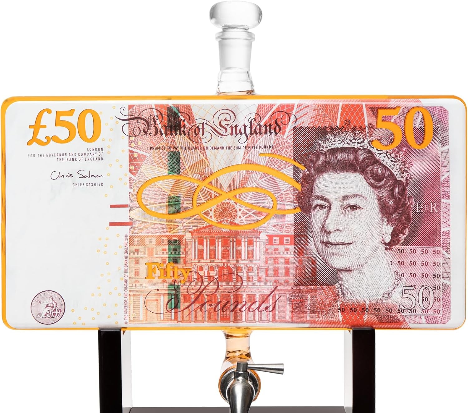 50 Pound Note Whiskey Decanter Set with Glasses Novelty Liquor Dispenser Gift