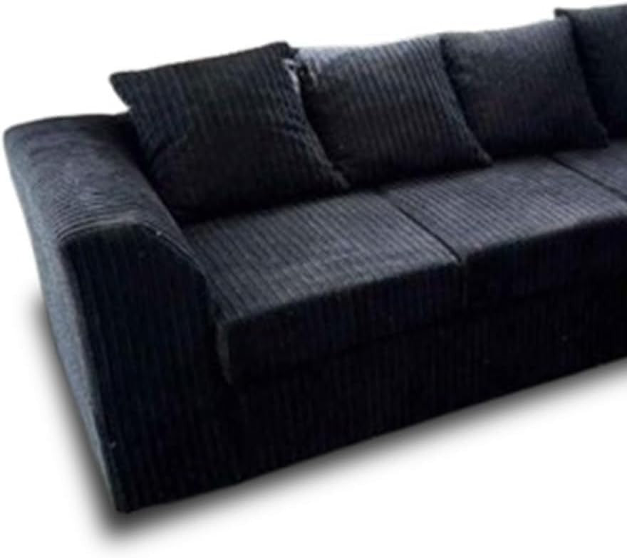5-Seater Jumbo Cord Dual Arm Corner Sofa Black Modular Lounge