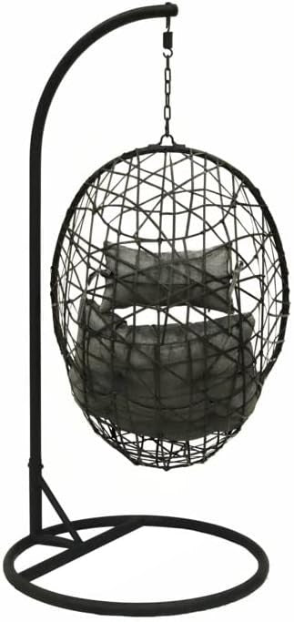 Luxury Grey Rattan Hanging Egg Chair Indoor Outdoor | Space-Saving | 198cm