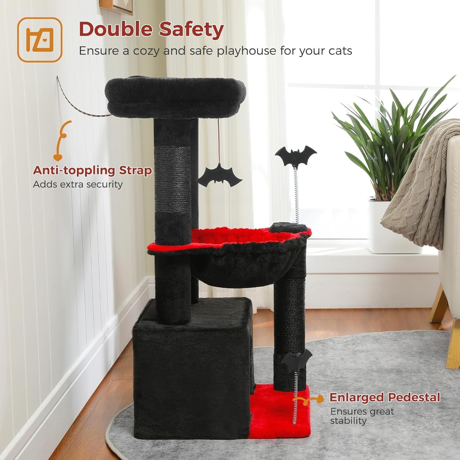 Gothic Cat Tree Tower Condo Hammock Scratching Post Indoor Play 79cm