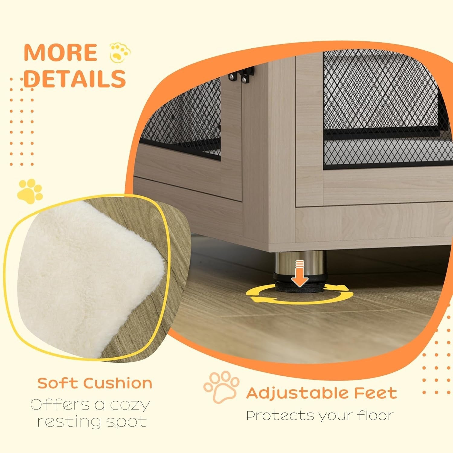 Modern Oak Dog Crate Table 94x60x71.5cm w/Lockable Doors & Washable Cushion