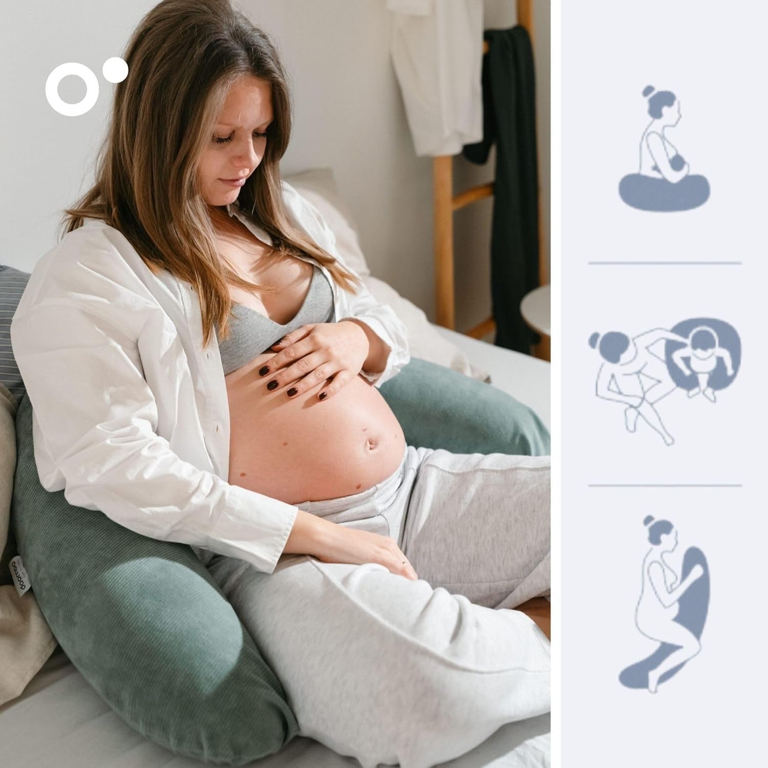 Pregnancy Body Pillow Full Length Maternity Support Organic Cotton Side Sleeper