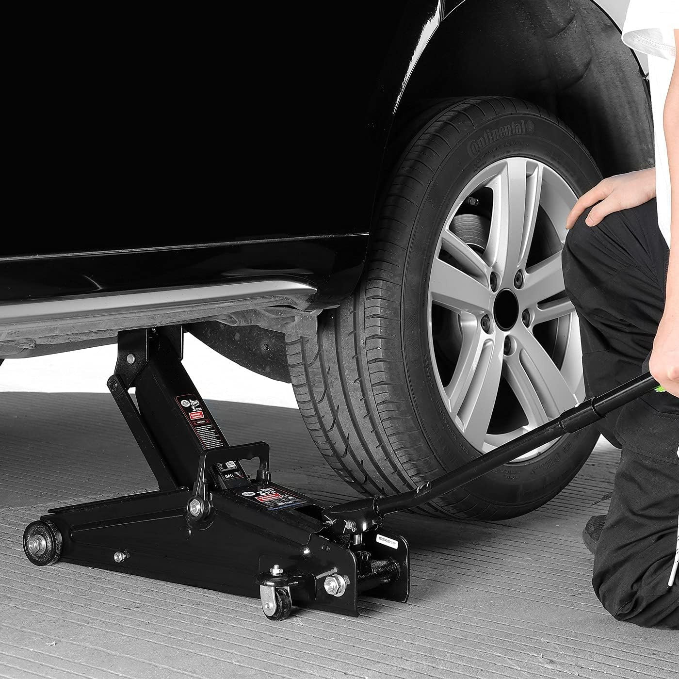 3 Ton Hydraulic Trolley Jack 135–400mm Heavy Duty Car Lift Rubber Pad Black