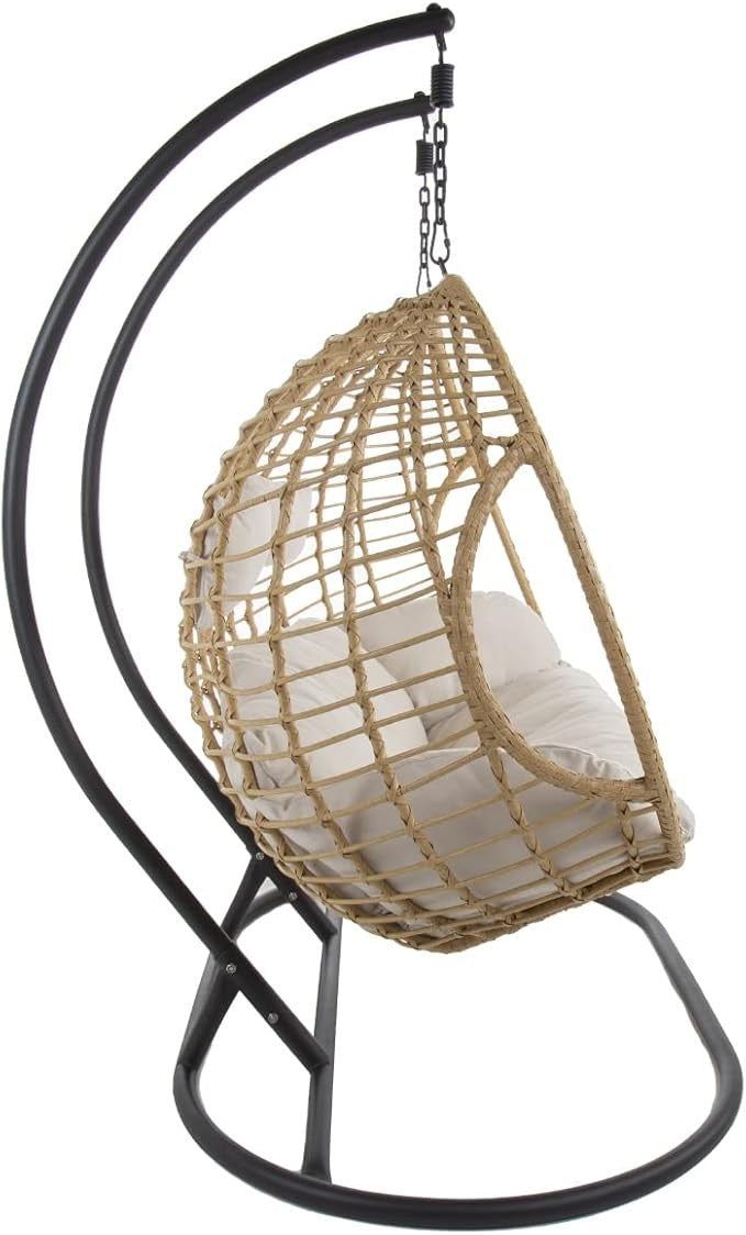 Luxury Double Egg Swing Chair Outdoor Indoor Rattan Seat w/ Cushions 240kg