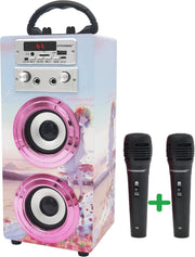 Portable Karaoke Machine Bluetooth 2 Mics LED Lights Kids Teens Fun