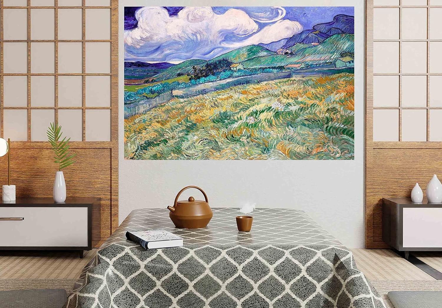 Van Gogh Landscape from St Remy Canvas Wall Art 60x40cm Framed