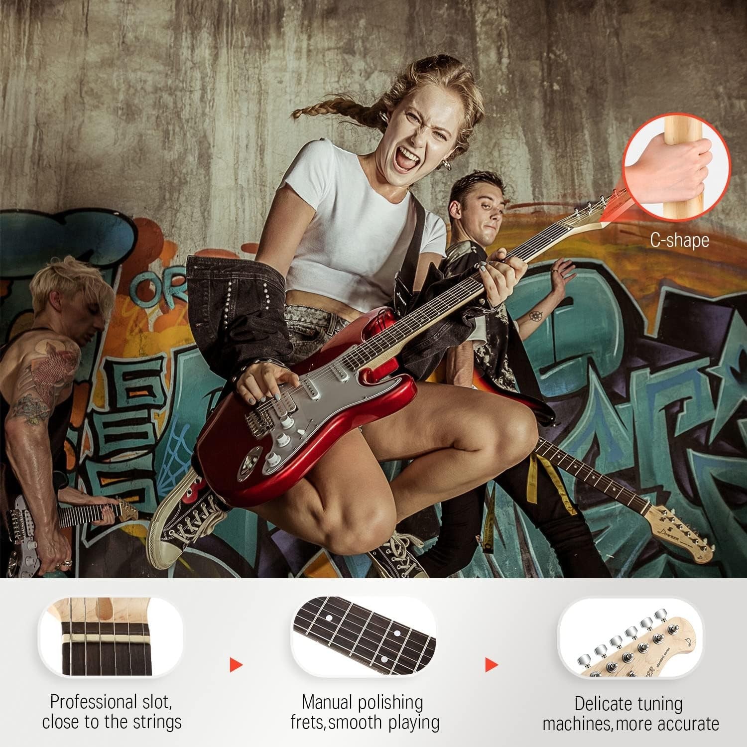 39in Electric Guitar Starter Kit HSS Red w Amp & Bag