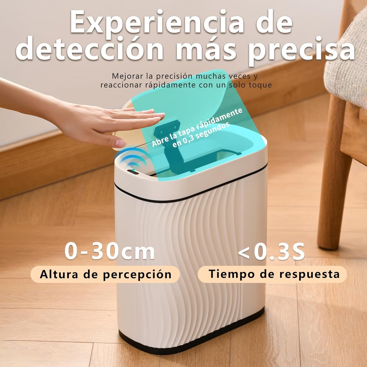 8L Automatic Sensor Bin White Waterproof Quiet
