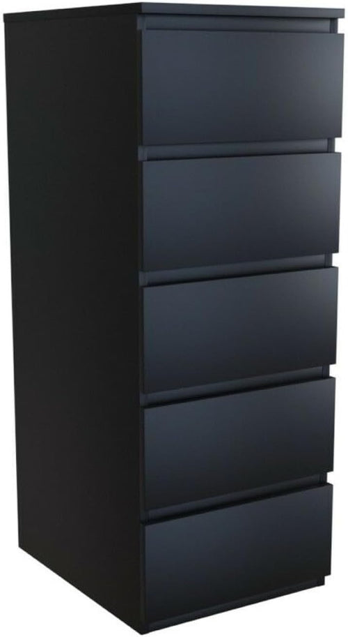 Black 5 Drawer Tall Storage Chest Bedroom Organizer Cabinet Modern Unit