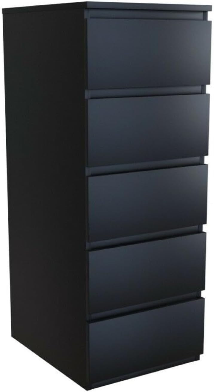 Black 5 Drawer Tall Storage Chest Bedroom Organizer Cabinet Modern Unit