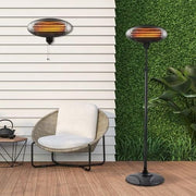 Outdoor Electric Patio Heater 2000W Freestanding Adjustable Height Weatherproof