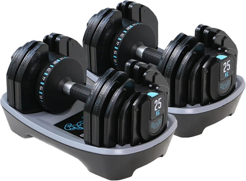 Smart Click Adjustable Dumbbells Pair 2–25kg Space Saving Home Gym
