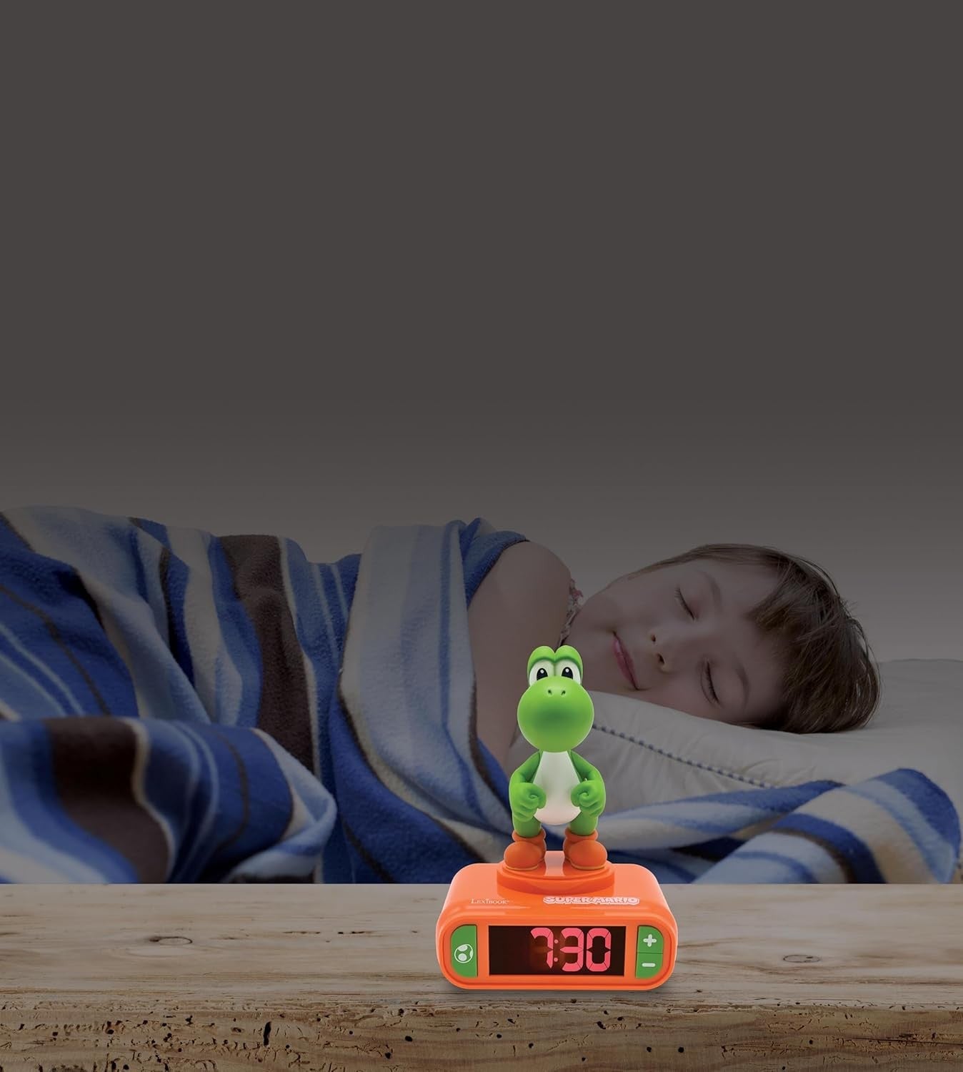 Kids Green Orange Dinosaur Alarm Clock Night Light LCD Snooze Sound