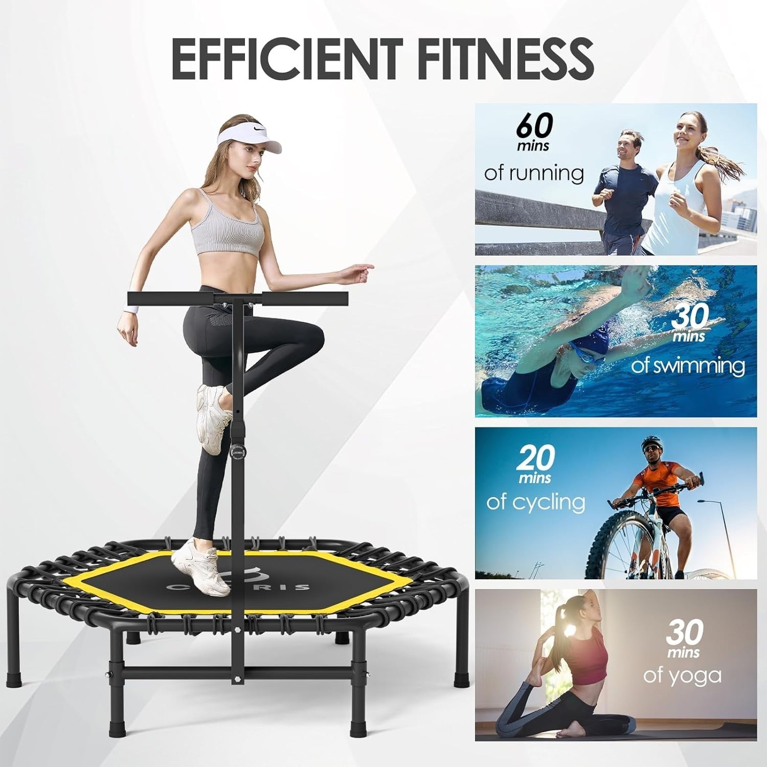45in Heavy Duty Springless Fitness Rebounder Adjustable Handle Indoor