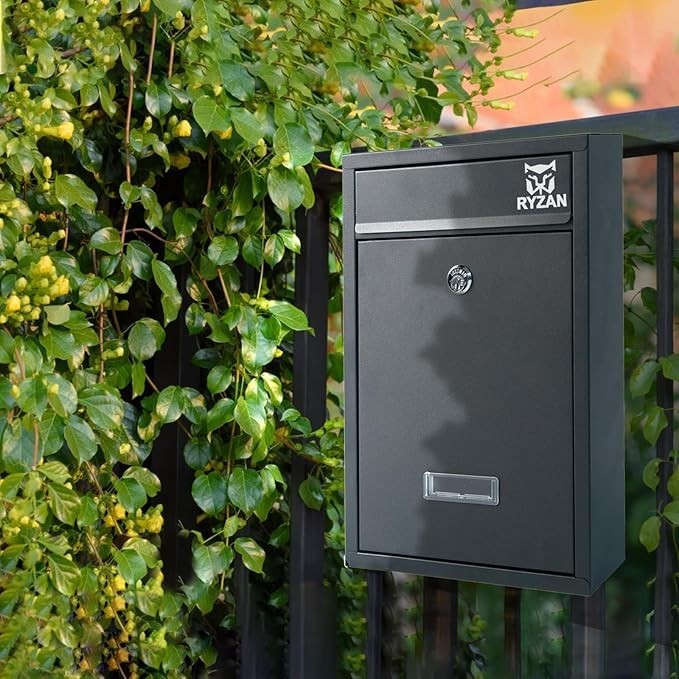 Wall Mounted Lockable Mailbox Outdoor Steel Post Box Weatherproof Secure