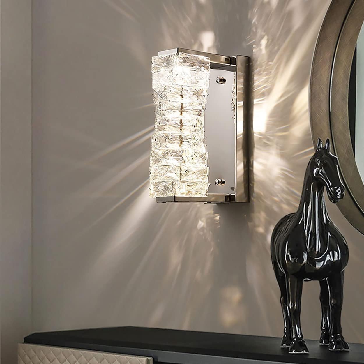 Silver Crystal Wall Light LED Sconce | Elegant Bedroom & Hallway Lamp
