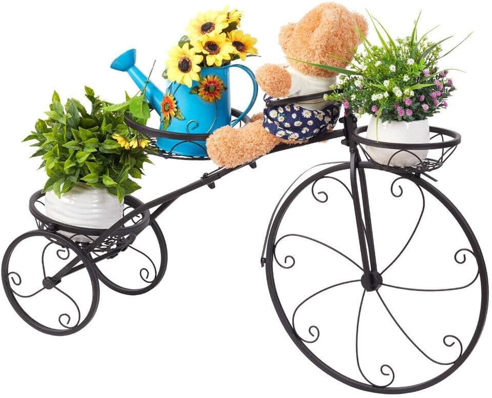 3 Tier Bicycle Plant Stand Metal Flower Pot Holder Indoor Outdoor Display Rack