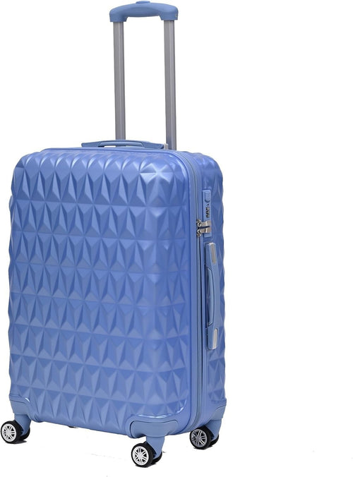 Ice Blue Medium ABS Travel Suitcase 24 Inch Lightweight Spinner Check In