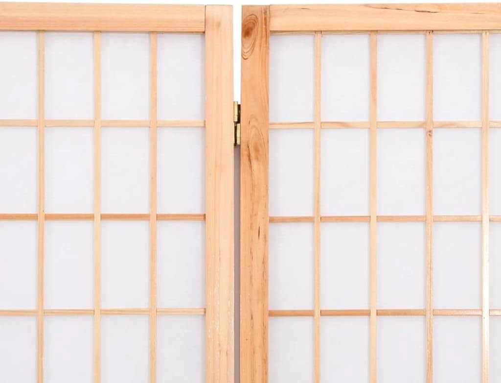 5 Panel Natural Wood Shoji Room Divider 200x170 cm Folding Privacy Screen